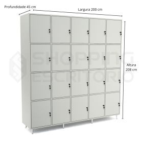Armário 20 portas médias chaves