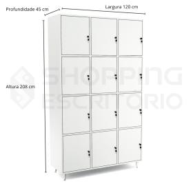 Armário 12 portas médias chaves