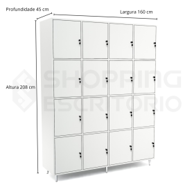 Armário 16 portas médias chaves