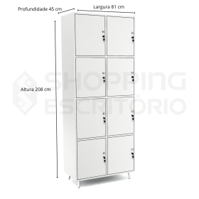 Armário 8 portas médias chaves