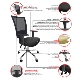 Cadeira Presidente Cromada Back System
