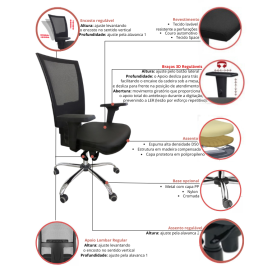 Cadeira PresidenteTela Slider Cromada