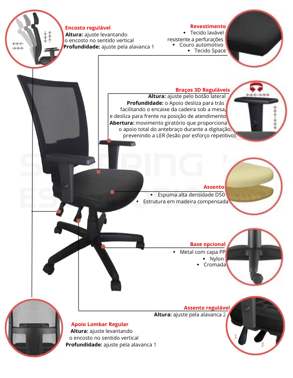 Cadeira Presidente Tela Back System