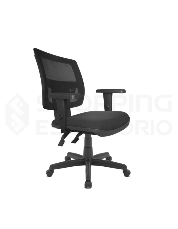 Cadeira Giratória Gerente Tela Apoio Lombar Regulável Base Nylon