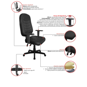 Cadeira Giratória Ergonômica Presidente Costura