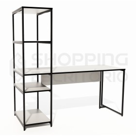 Mesa Estante Home Office 5 Prateleiras Design Industrial - Cores Mesa Estante Home Office 5