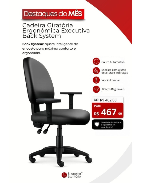 Cadeira Giratória Back System Executiva