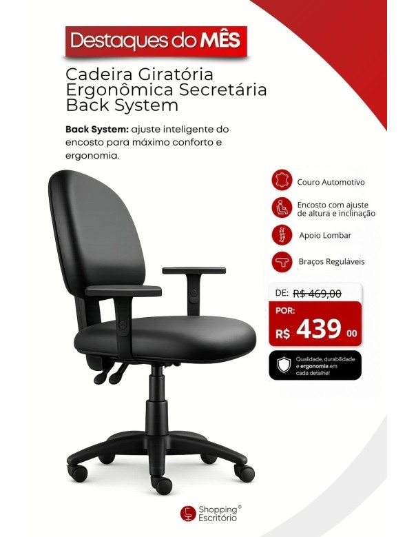 Cadeira Giratória Back System Secretária