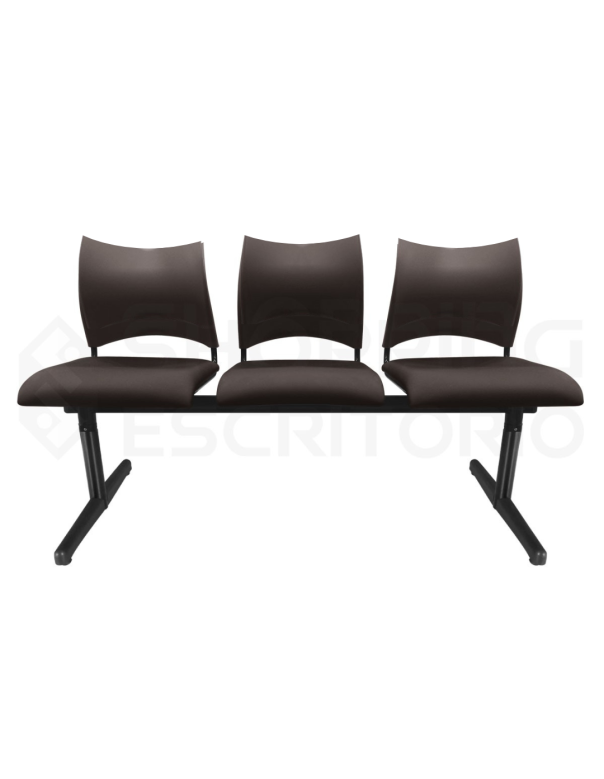 Longarina Design PP Estofada Base Preta