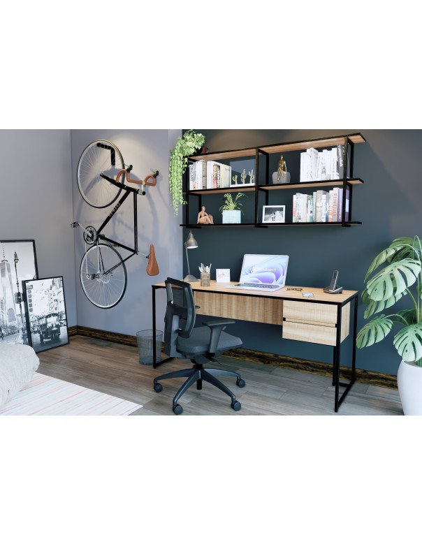 Mesa Reta Design Industrial Gaveteiro