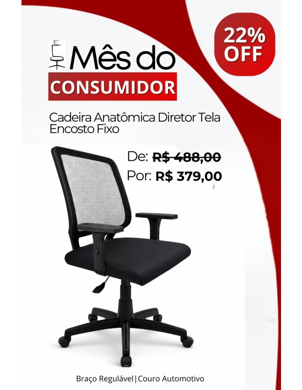 Cadeira Tela Staff encosto fixo