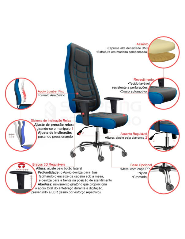 Cadeira Giratória Gamer Debrum Base Cromada