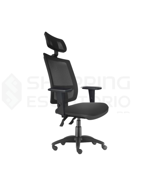 Cadeira Giratória Ergonômica Back System Presidente Tela Apoio Lombar Regulável Apoio Cabeça Regulável Base Nylon