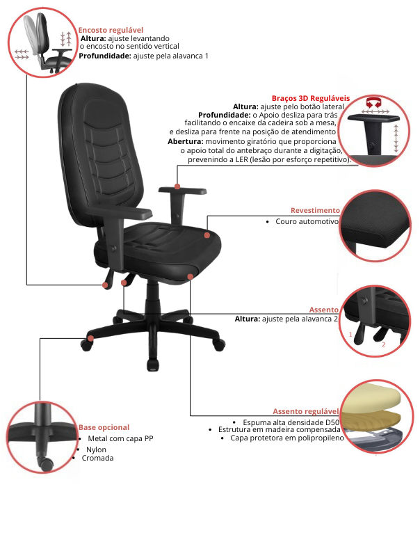 Cadeira Giratória Ergonômica Back System
