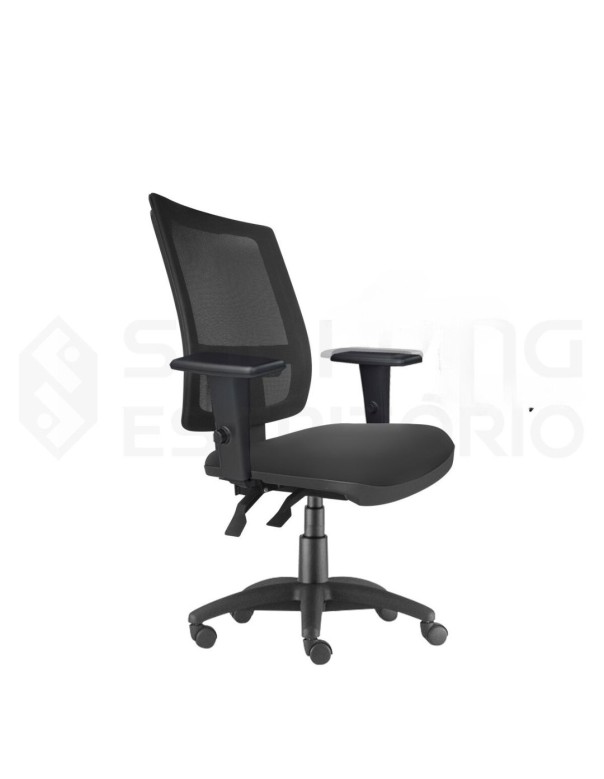 Cadeira Giratória Ergonômica Back System Presidente Tela Apoio Lombar Regulável Base Nylon