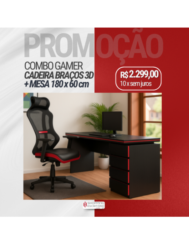 Combo Cadeira Ergonômica Gamer +