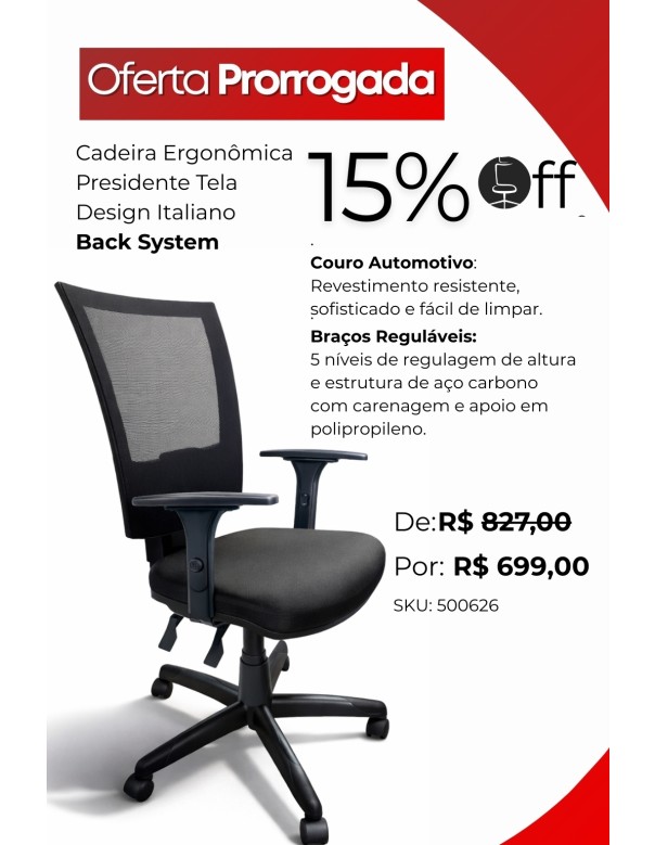Cadeira Presidente Tela Back System