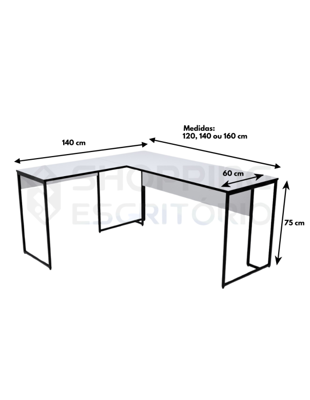 Mesa em L Design Industrial