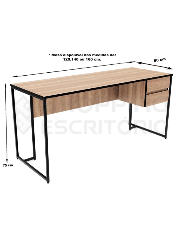 Mesa Reta Design Industrial Gaveteiro