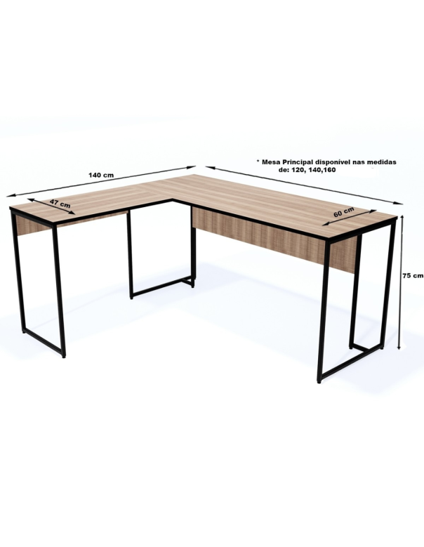 Mesa em L Design Industrial