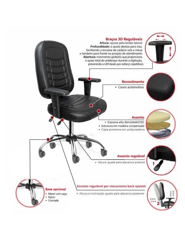Cadeira Giratória Ergonômica Back System