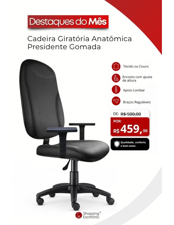 Cadeira Giratória Anatômica Presidente Gomada