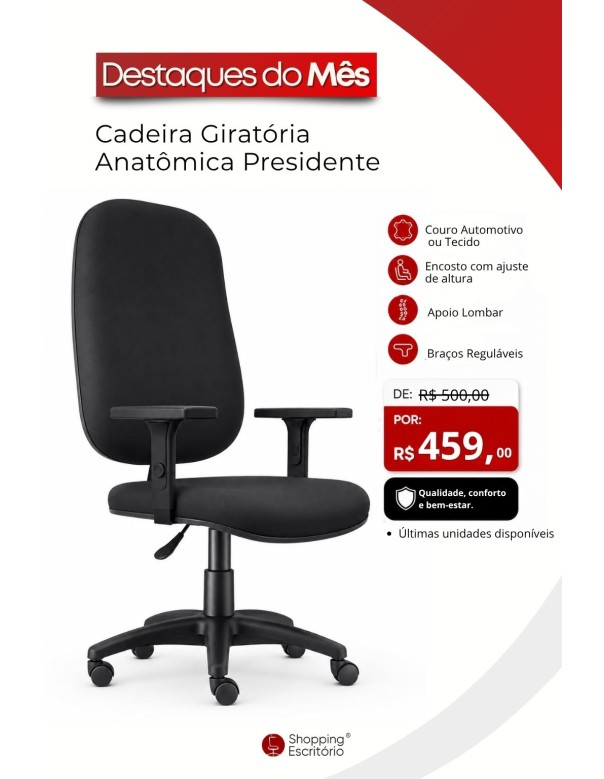 Cadeira Giratória Anatômica Presidente