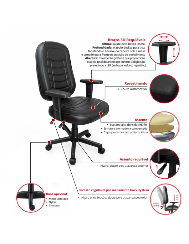 Cadeira Giratória Ergonômica Back System