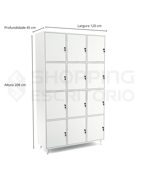 Armário 12 portas médias chaves