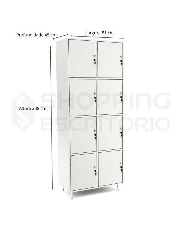 Armário 8 portas médias chaves