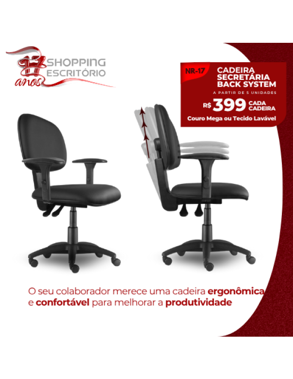 Cadeira Giratória Back System Secretária
