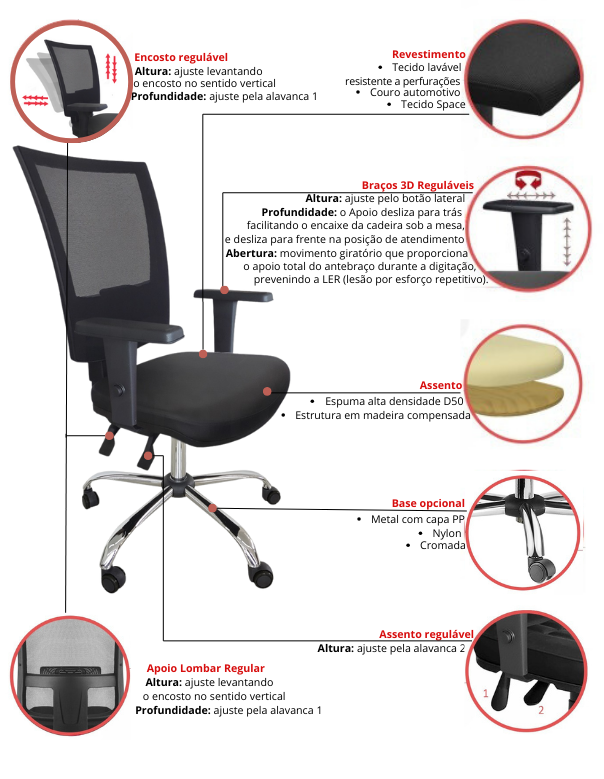 Cadeira Presidente Cromada Back System