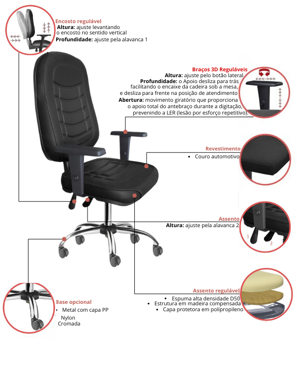 Cadeira Giratória Ergonômica Back System