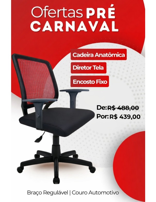 Cadeira Tela Staff encosto fixo