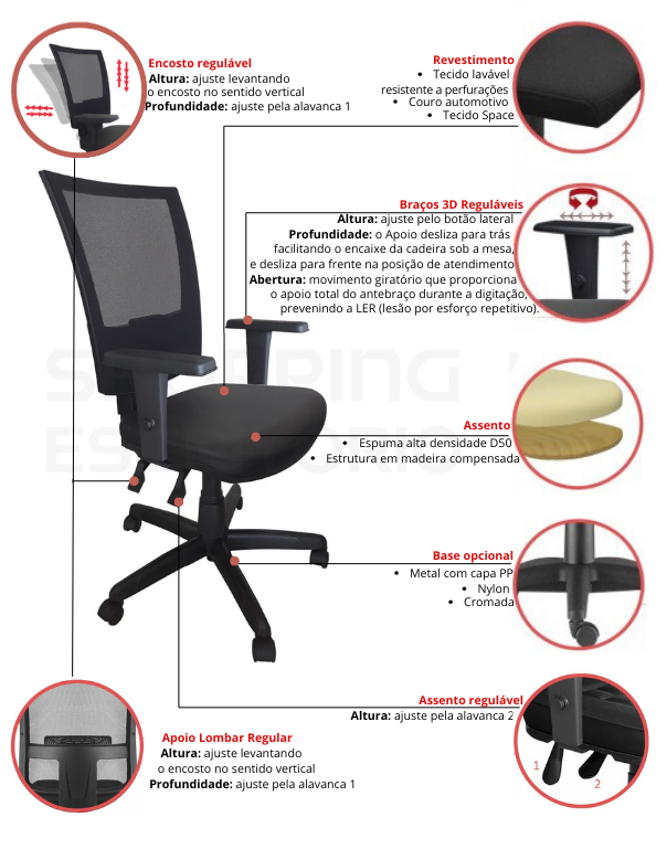 Cadeira Presidente Tela Back System