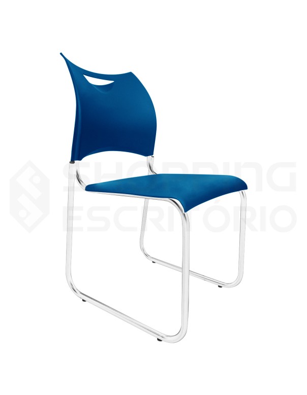 Cadeira Fixa Design PP Base Trapézio Cromada