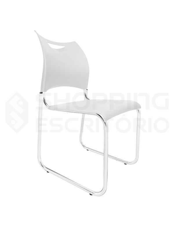 Cadeira Fixa Design PP Base Trapézio Cromada
