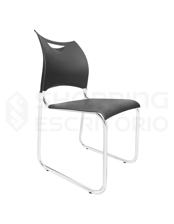 Cadeira Fixa Design PP Base Trapézio Cromada