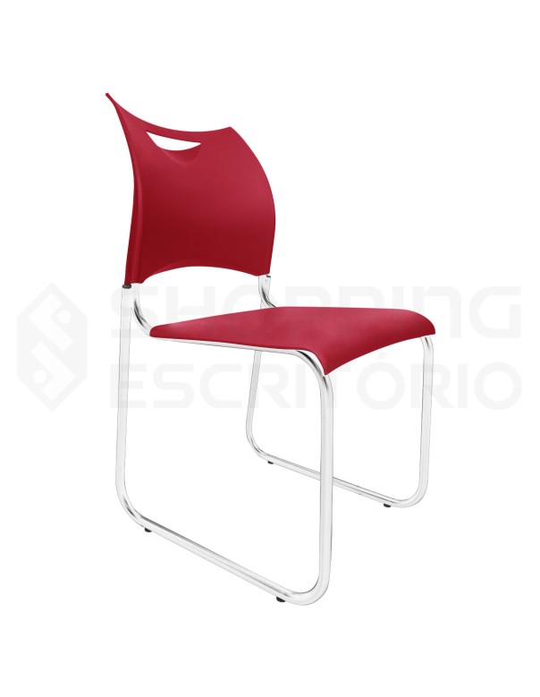 Cadeira Fixa Design PP Base Trapézio Cromada